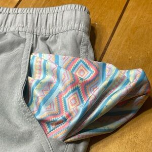 BURLEBO Athletic Short Gray with Multicolor Aztec Lined Pattern Size XL 7”inseam